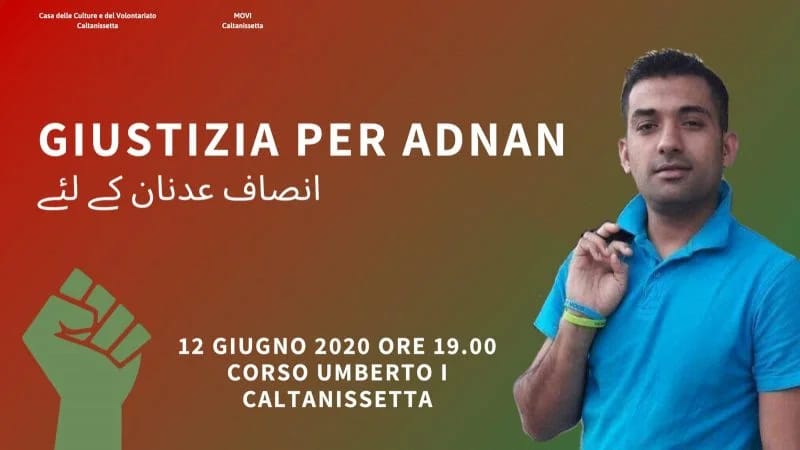 Adnan-Siddique Stasera manifestazione a Caltanissetta per Adnan Siddique