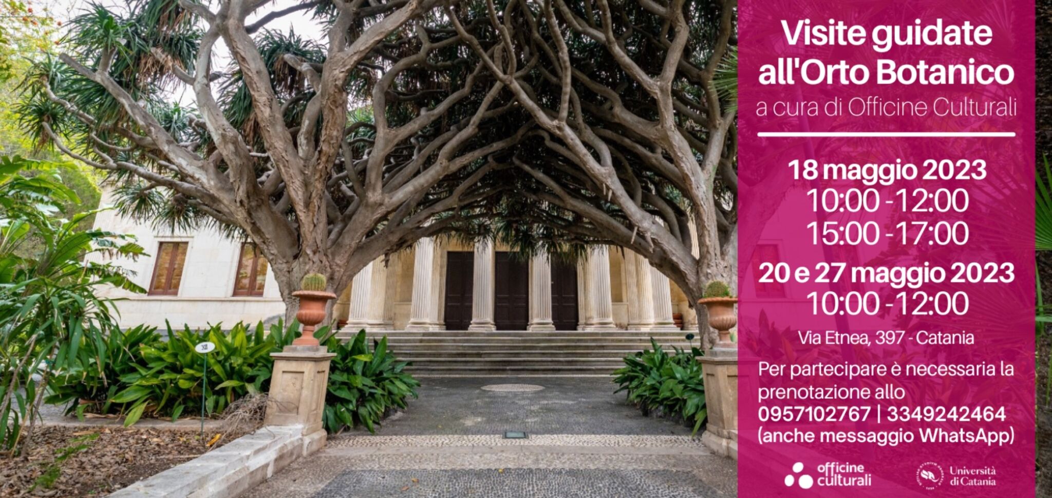 Visite guidate all’Orto Botanico di Catania 18, 20 e 27 maggio
