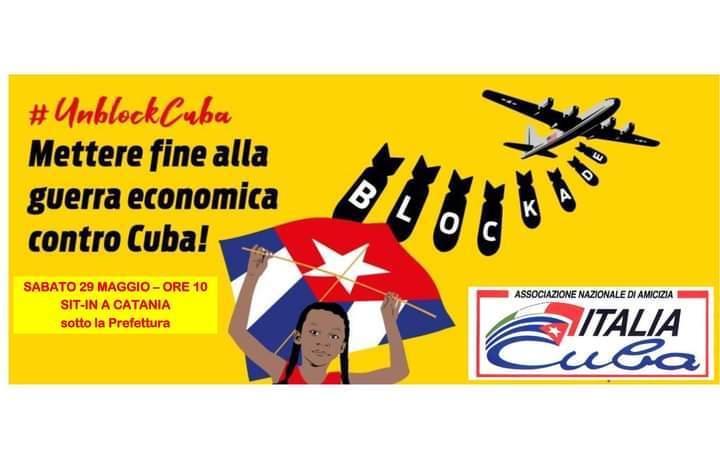 Catania, 29 maggio manifestazione contro blocco commerciale Cuba