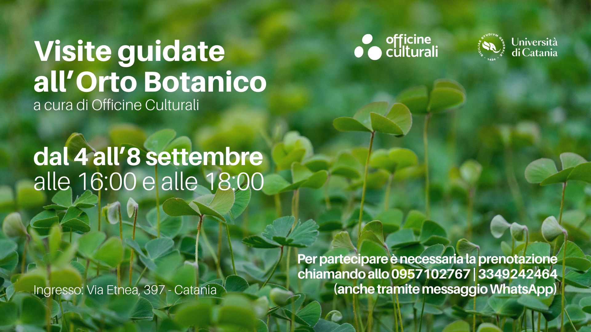 banner_visite_orto_OC Officine Culturali, visite guidate all’Orto Botanico di Catania dal 4 all’8 settembre 2023