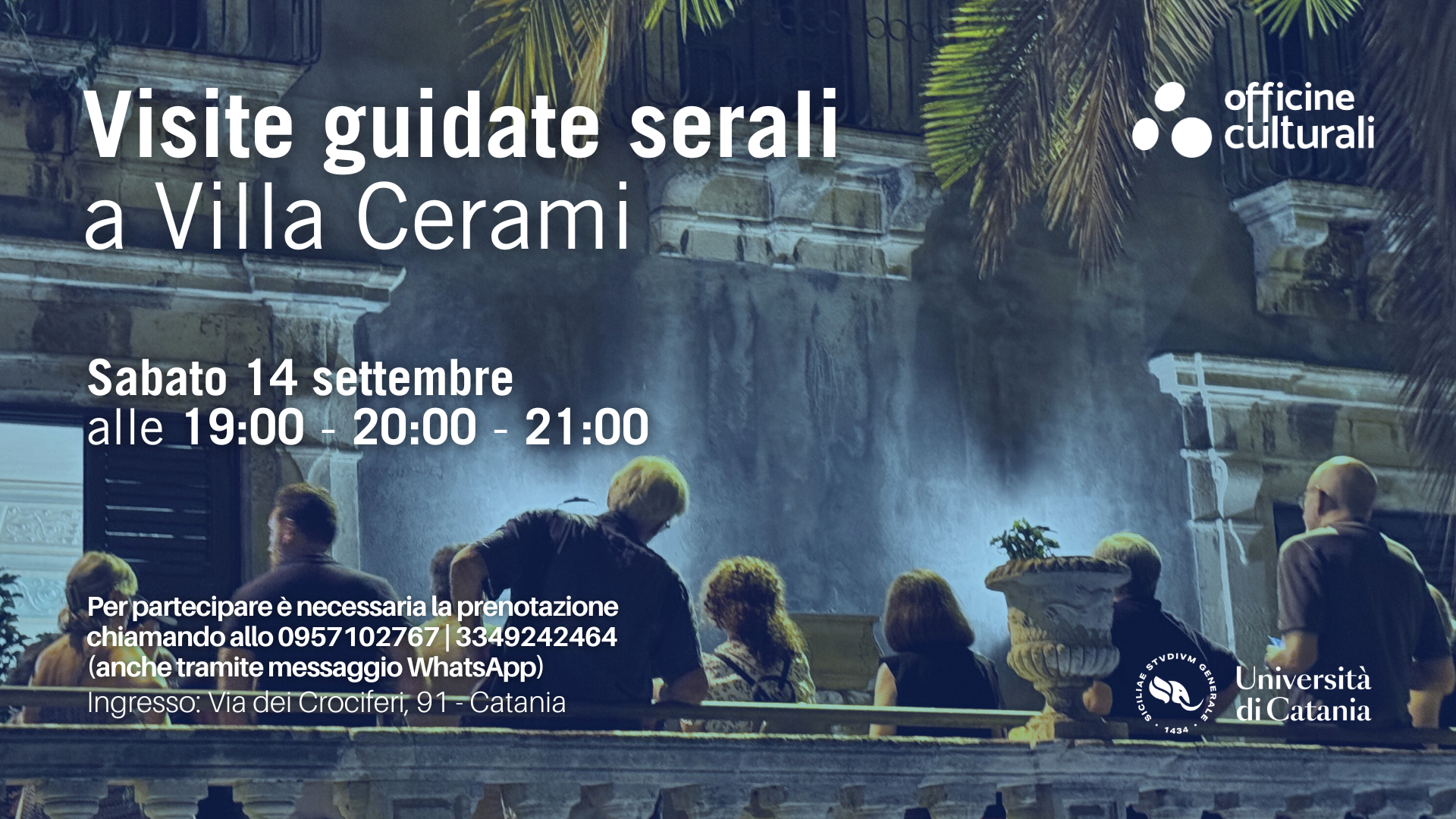 Villa Cerami Visite guidate serali a Villa Cerami il 14 settembre
