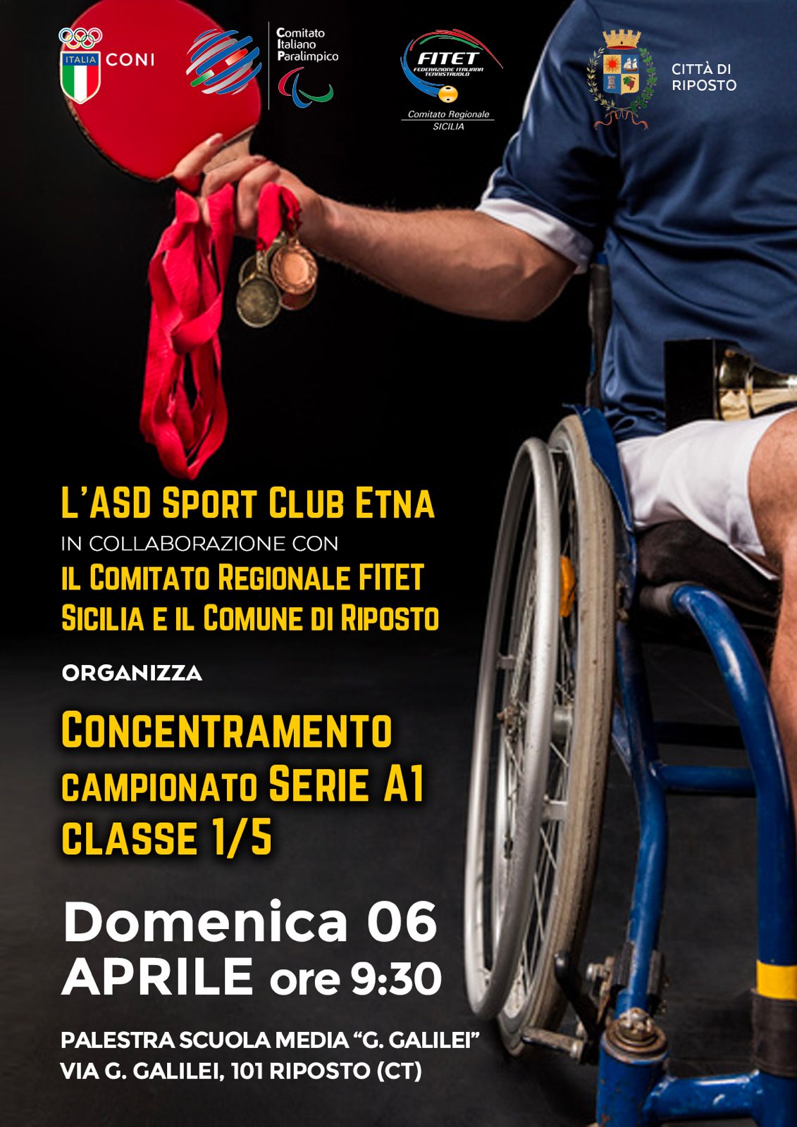 Riposto capitale nazionale del tennistavolo paralimpico. Il 6 aprile in gara anche medagliati olimpici