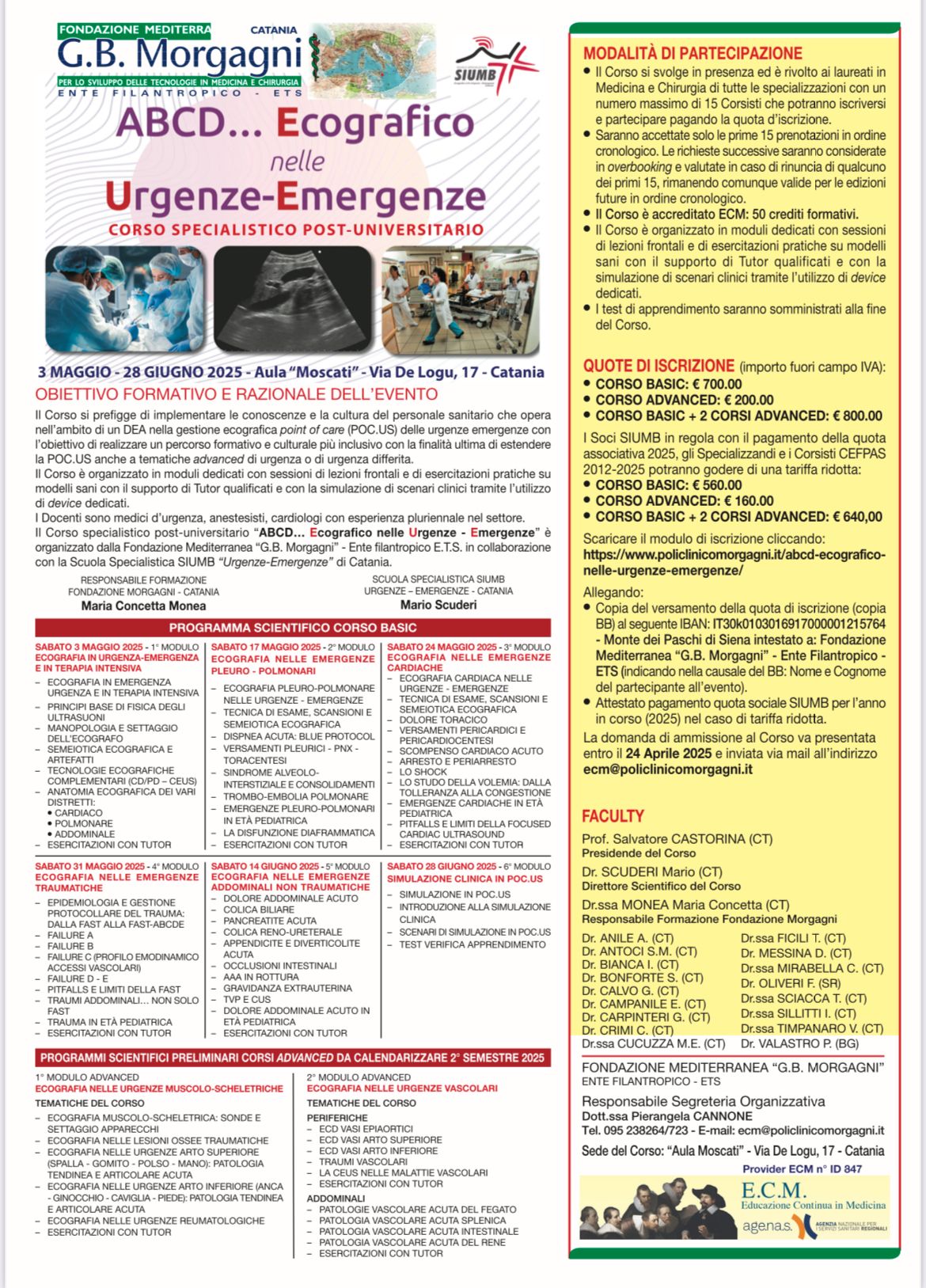 A Catania un corso post-universitario per la gestione ecografica