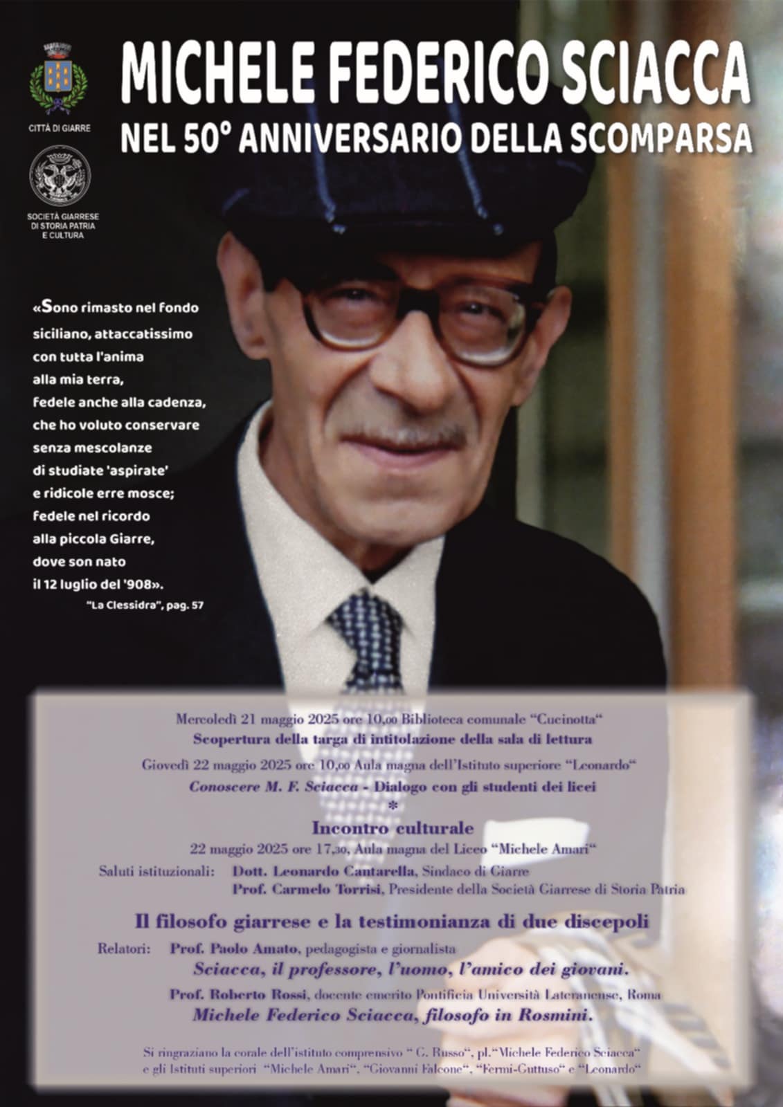 3c6ef486-da5d-45e1-9868-1418c585de7e Giarre celebra il filosofo Sciacca a 50anni dalla scomparsa