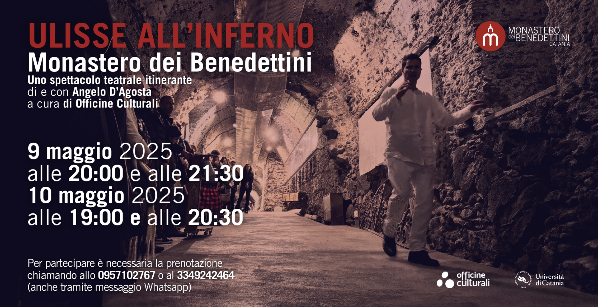 “Ulisse all’Inferno” il 9 e 10 maggio ai Benedettini di Catania