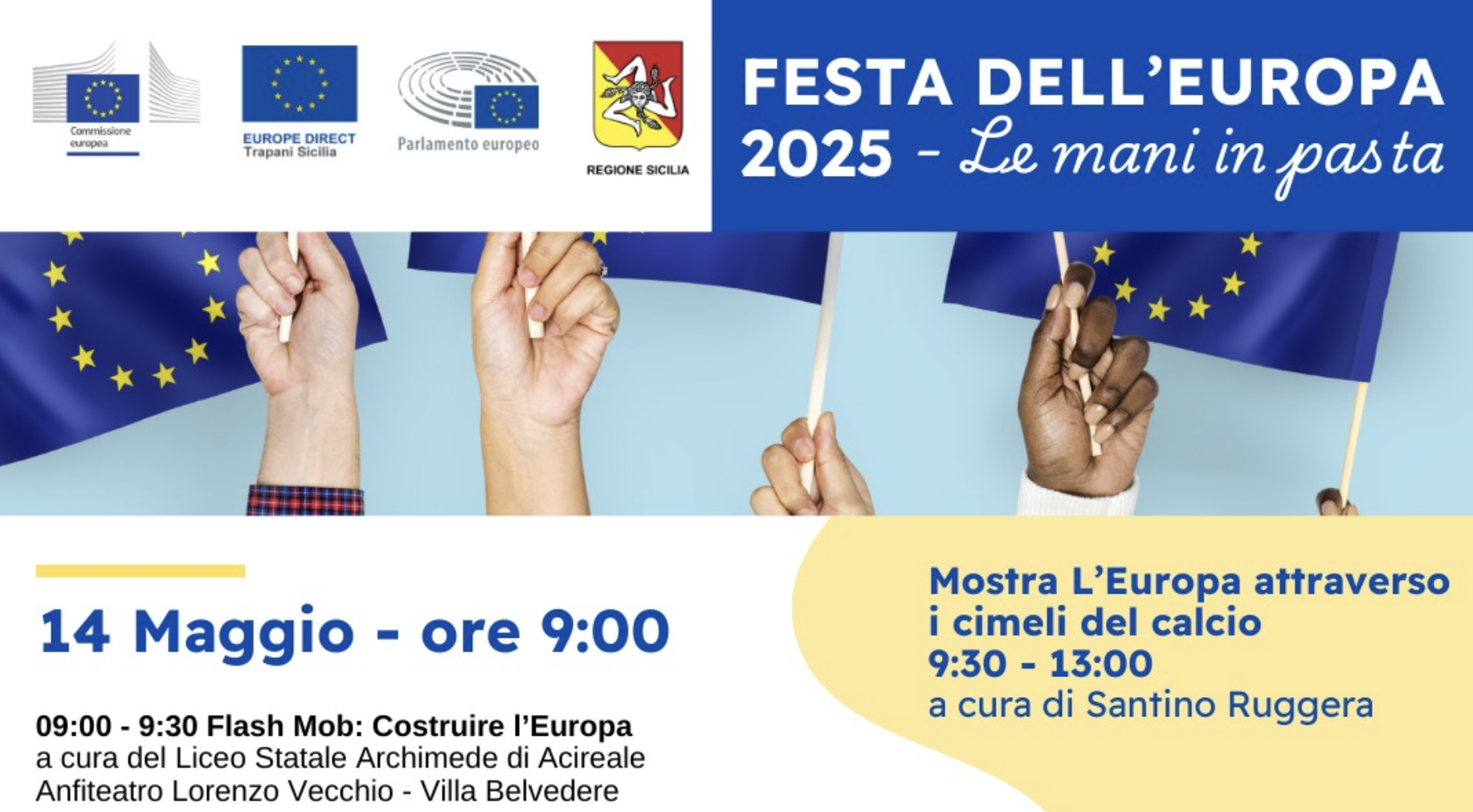 Acireale, mercoledì “Festa dell’Europa – Le mani in pasta”