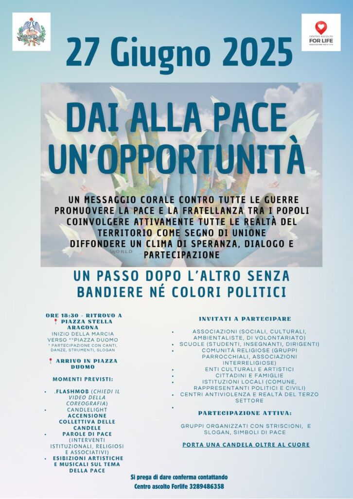 "Dai alla pace un’opportunità"