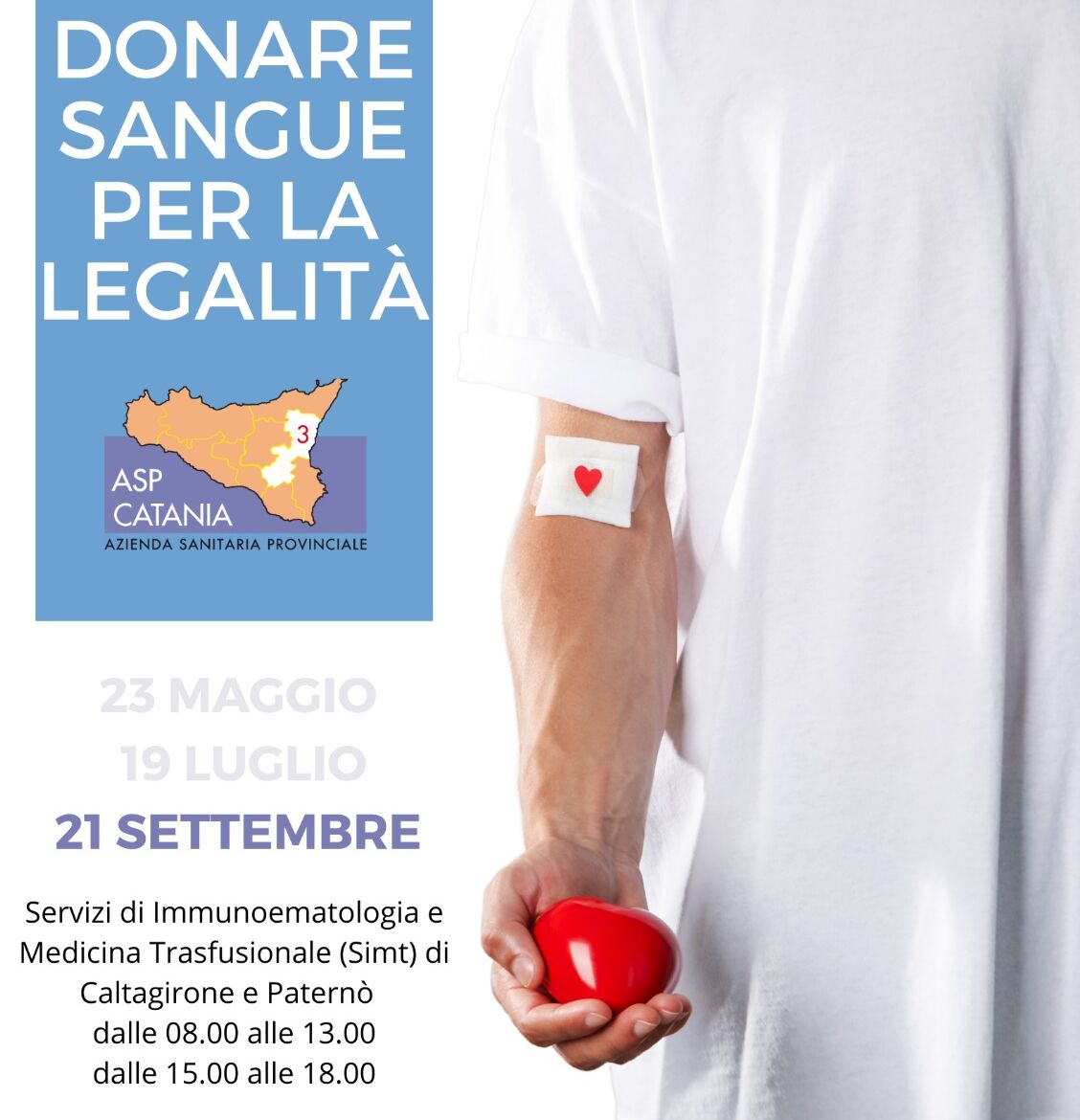 ASP CATANIA – donazione sangue e legalità-terza giornata – 19.09.2025 Una giornata per la donazione del sangue dedicata a Livatino
