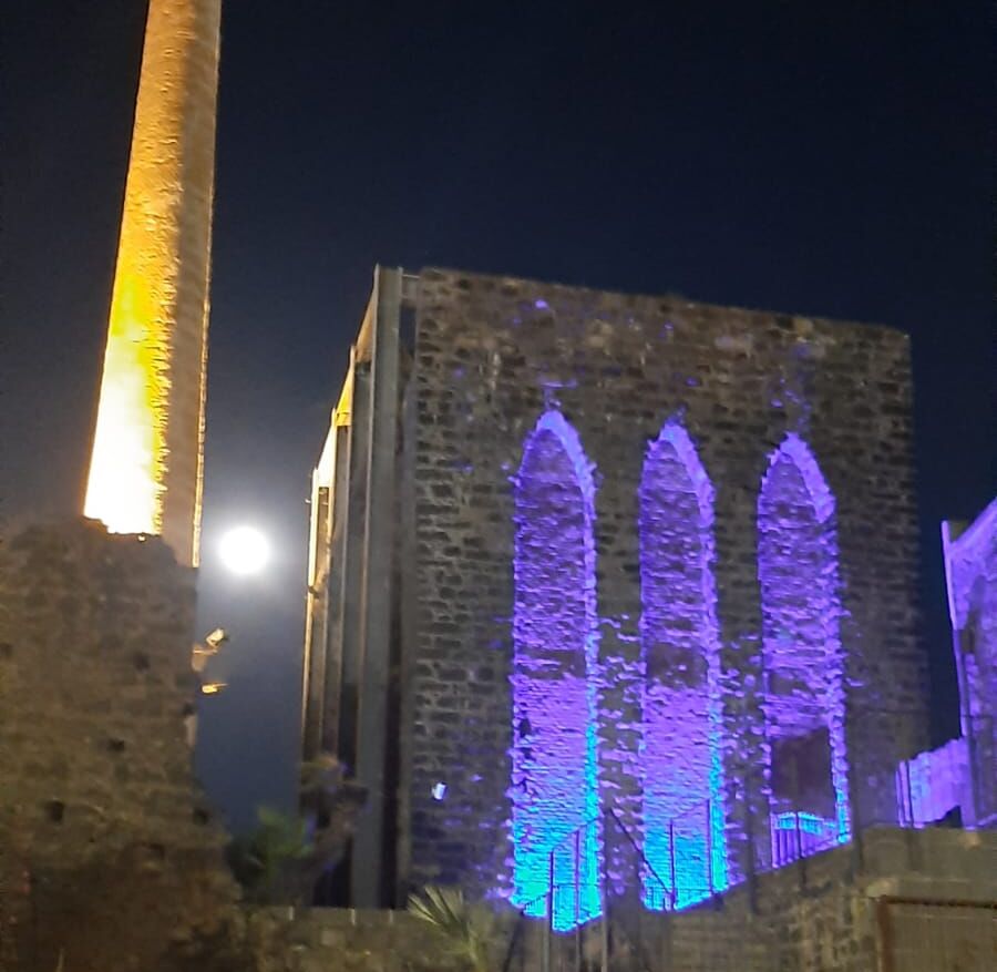 Ciminiere di Catania illuminate per Dislessia e Salute Mentale