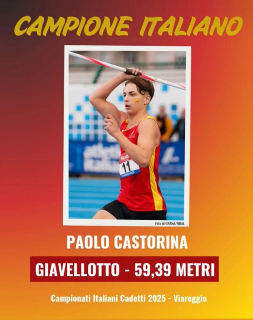 PAOLO-CAMPIONE-811×1024 Paolo Castorina campione italiano cadetti 2025 nel giavellotto