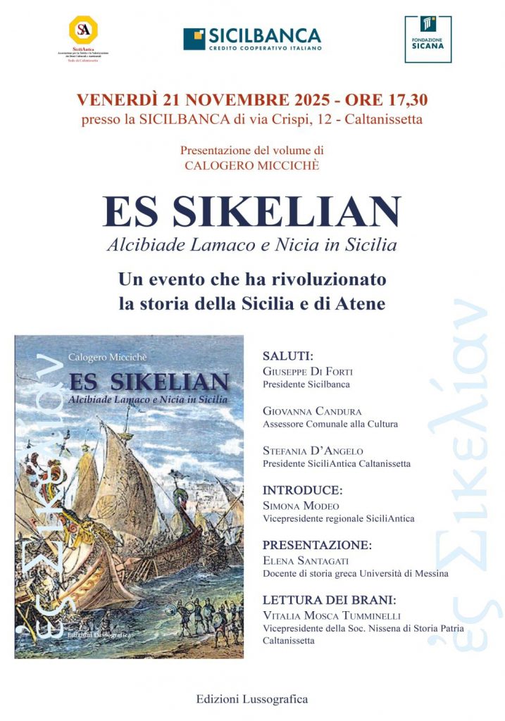 Locandina presentazione volume Es Sikelian Presentazione del volume “Es Sikelian” di Calogero Micciché