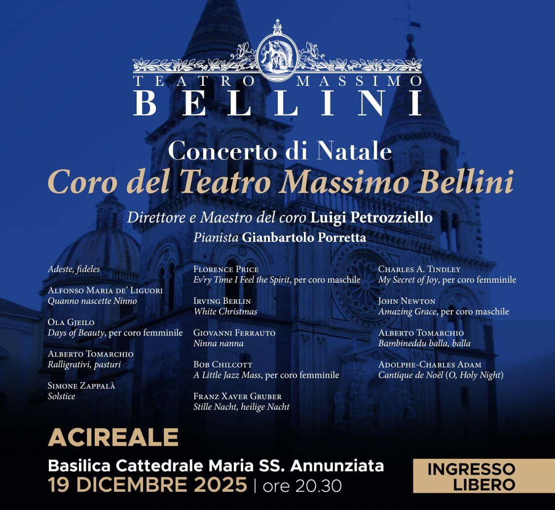 Concerto Bellini Natale ad Acireale: il Coro Bellini canta per Gaza