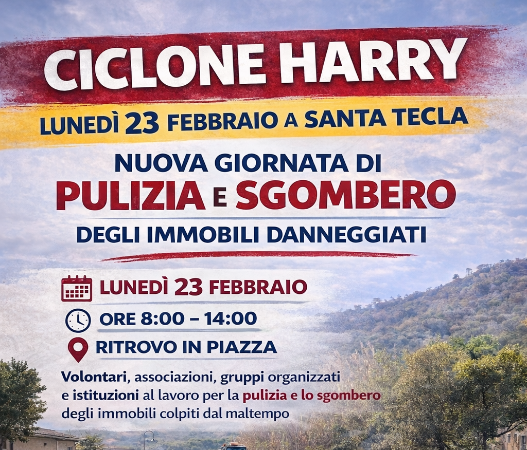 locandina santa tecla Ciclone Harry: pulizia e sgombero a Santa Tecla