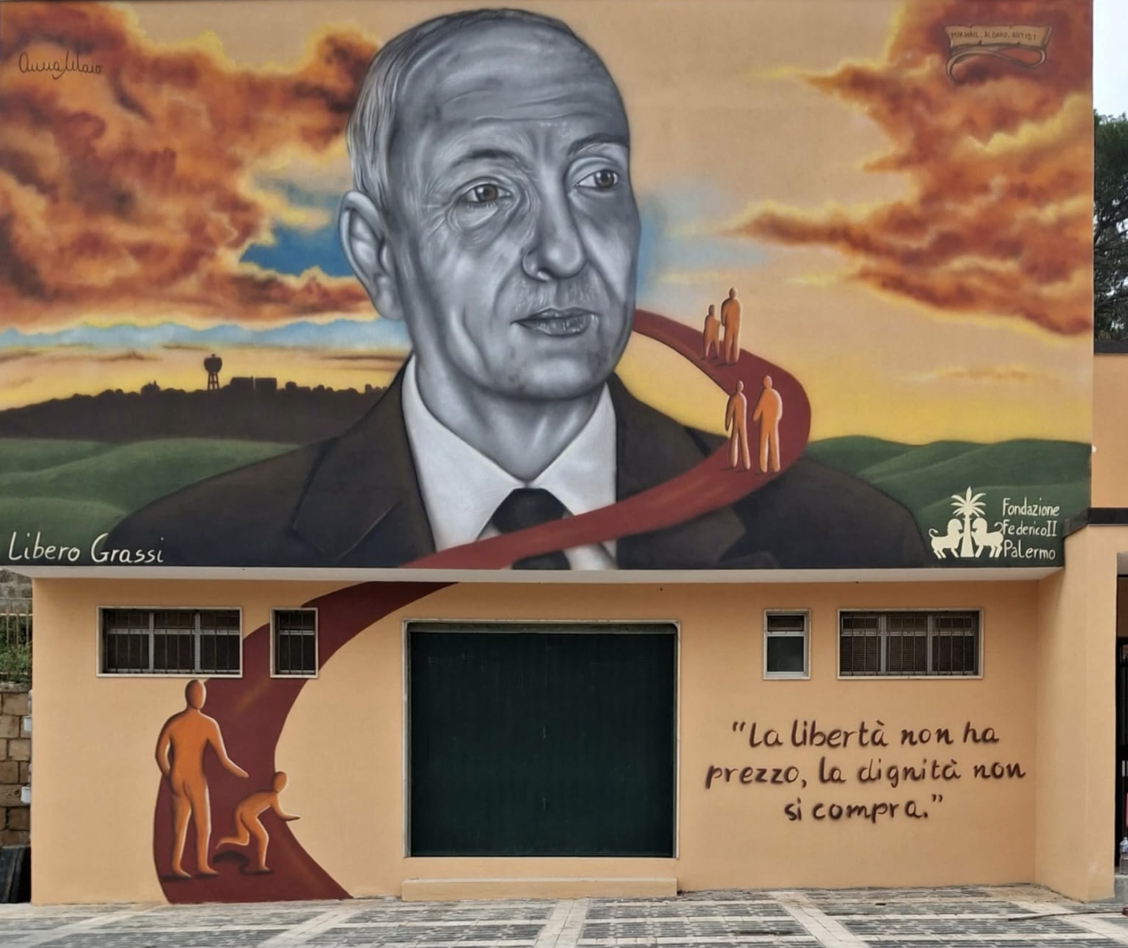 Valguarnera, il murales dedicato a Libero Grassi