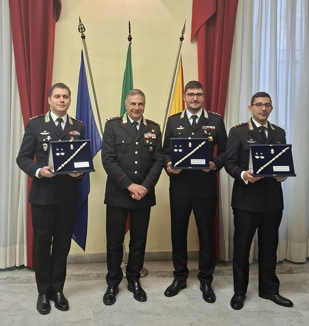 Catania, tre ufficiali Carabinieri promossi a Maggiore