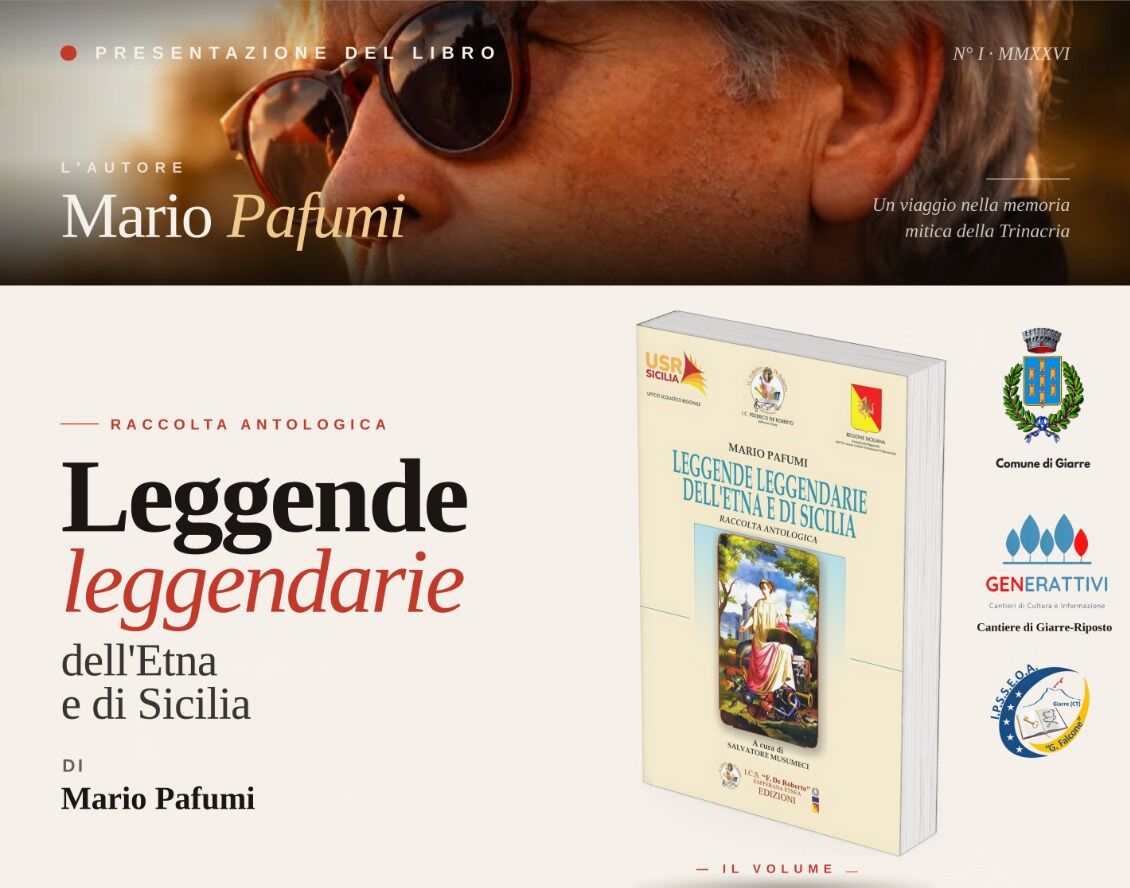 Locandina Leggende Etna e mito, il libro di Pafumi tra storia e identità