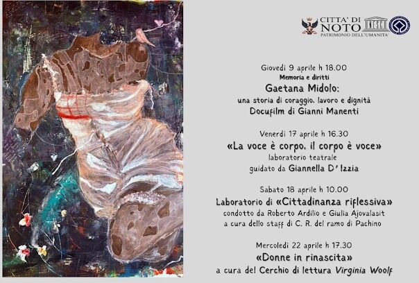 locandina Noto, un viaggio al femminile con Pina Mazzaglia all’Emeroteca di Palazzo Nicolaci