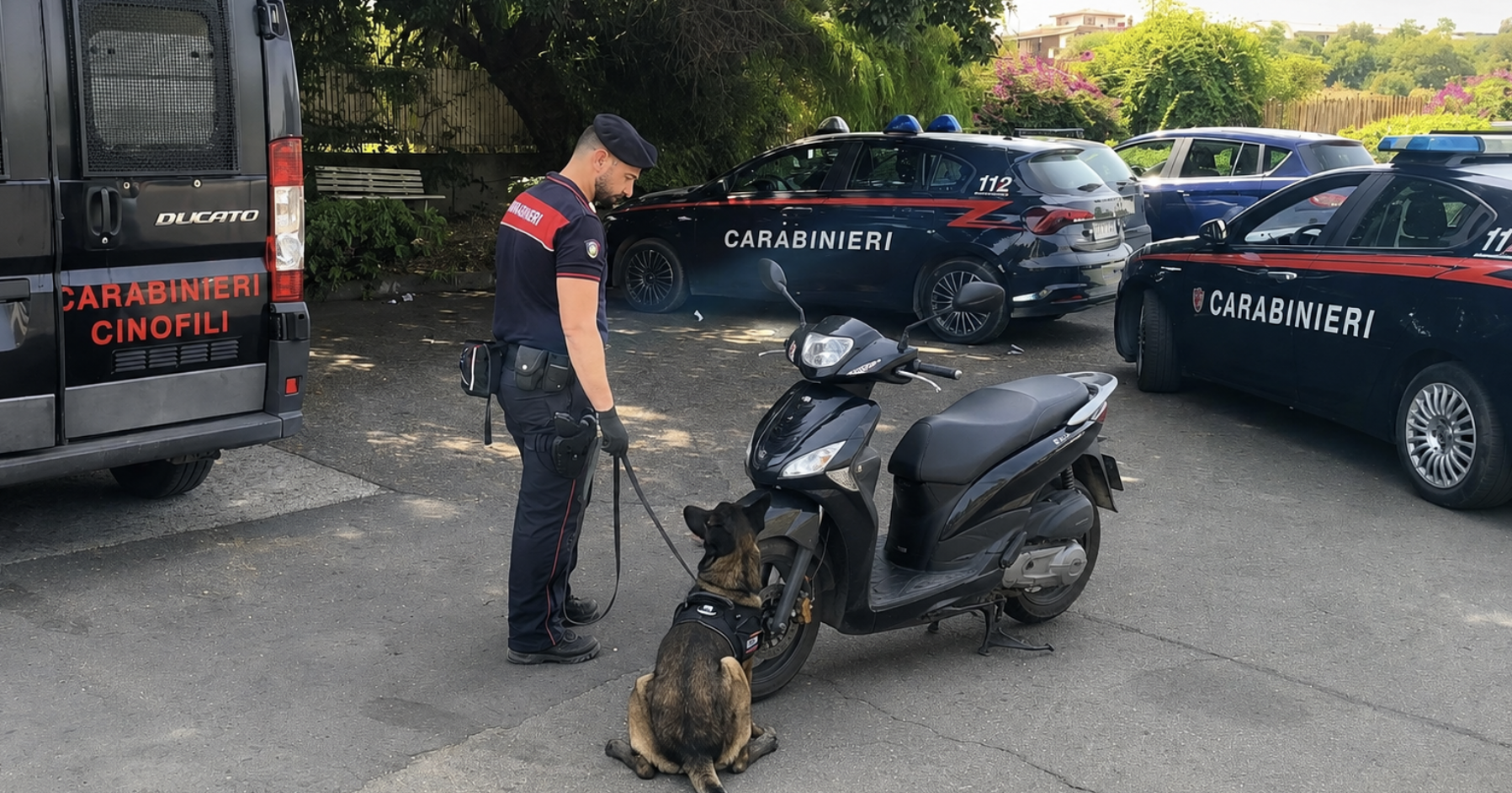 Droga nascosta nello scooter, decisivo il fiuto del cane antidroga a Paternò