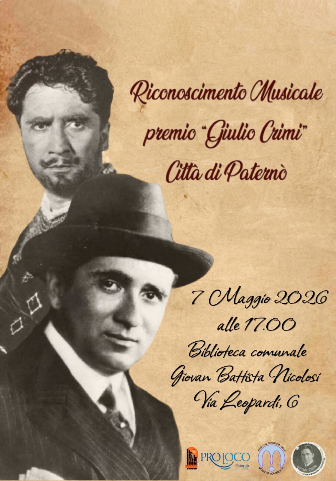 Paternò: al via il premio «Giulio Crimi»