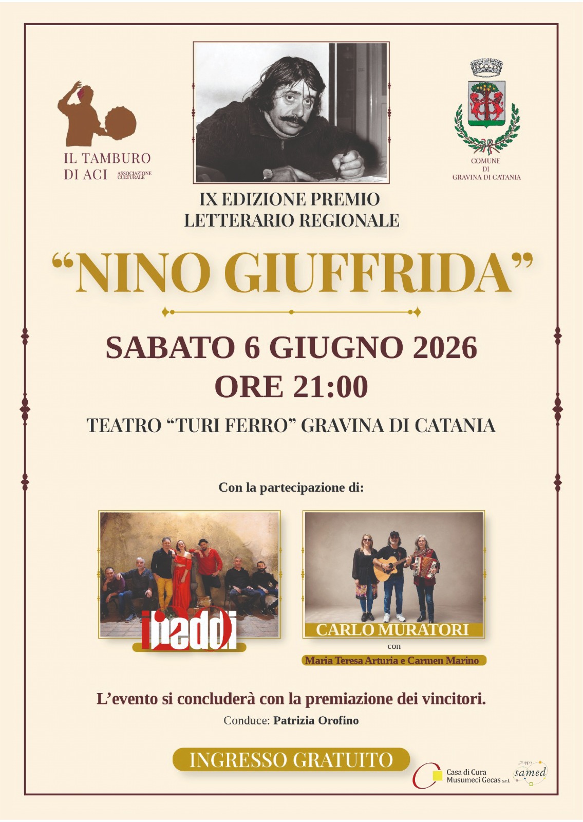 NINO GIUFFRIDA IX edizione del Premio Letteratura Regionale “Nino Giuffrida”