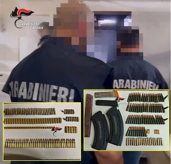 Foto comunicato Catania Armi al Pigno, sequestrate munizioni per AK-47