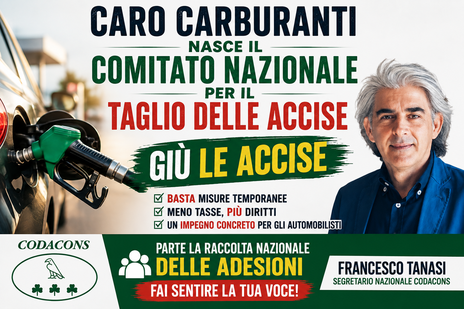 Caro carburanti, Tanasi lancia “Giù le accise”