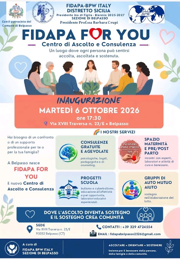IMG-20260925-WA0007 Belpasso, nasce “FIDAPA FOR YOU”: un nuovo centro per famiglie, donne e giovani