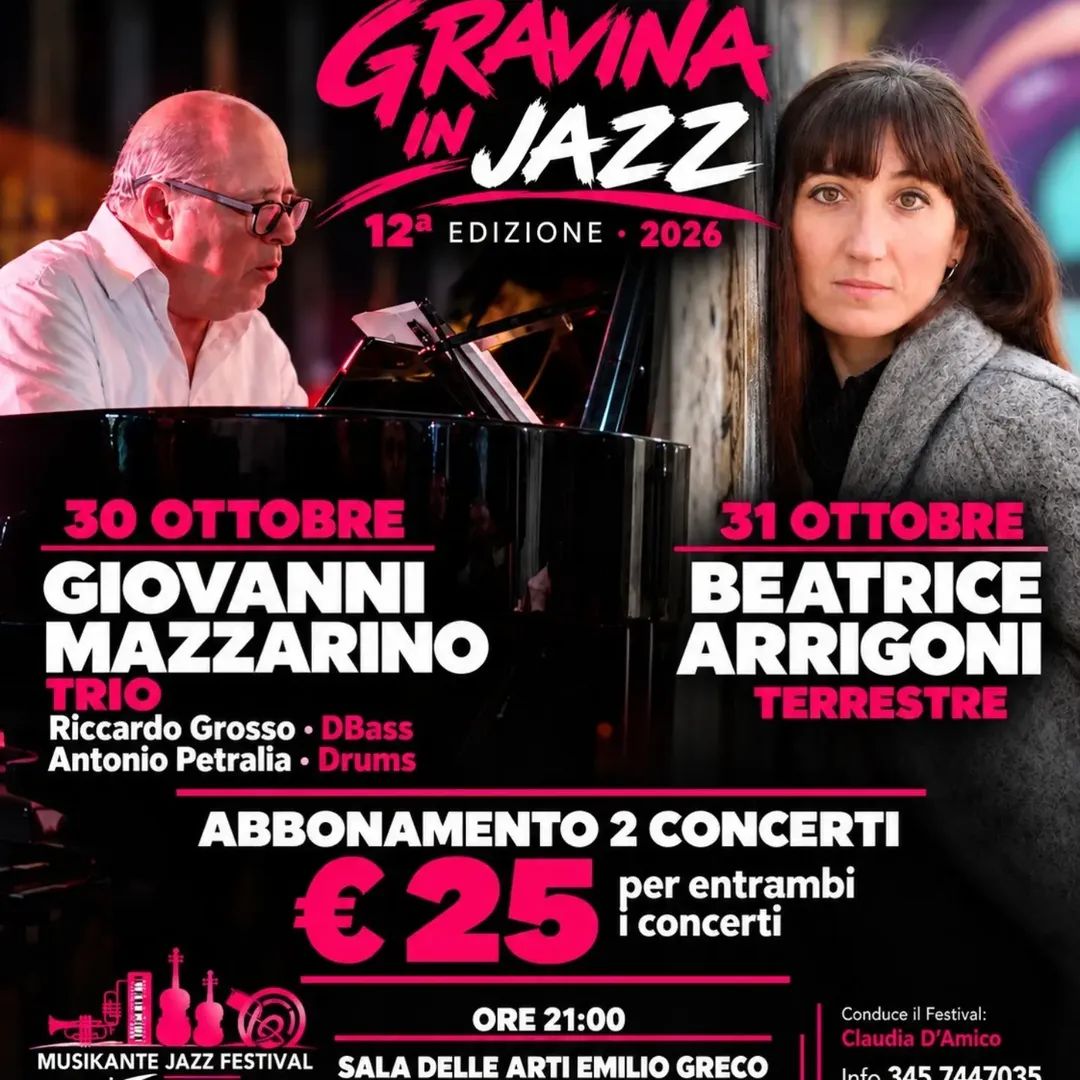 Gravina in Jazz, doppio appuntamento con Mazzarino e Arrigoni