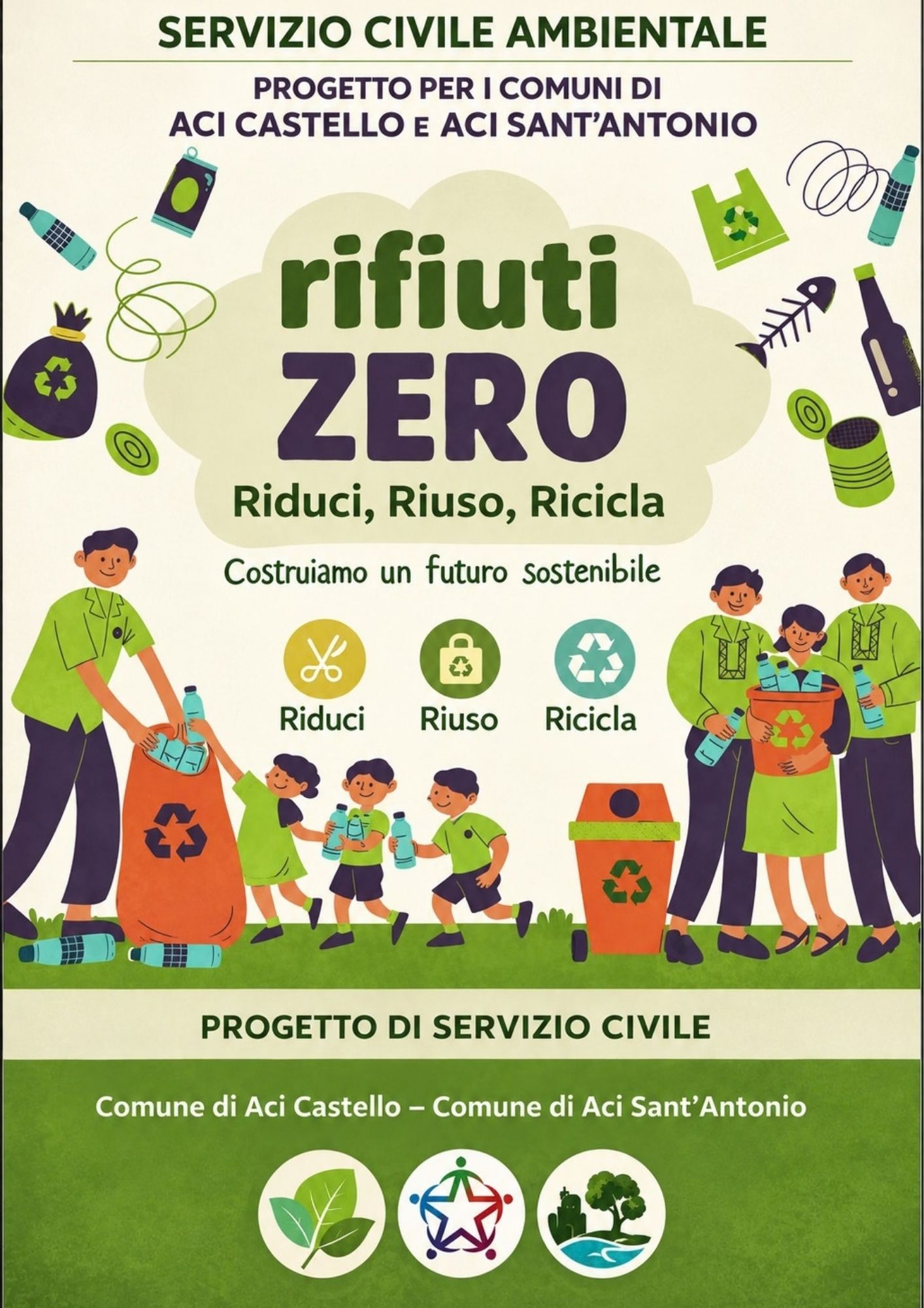 Locandina progetto ‘RifiutiZERO’ Servizio Civile Ambientale, al via le domande ad Aci Sant’Antonio