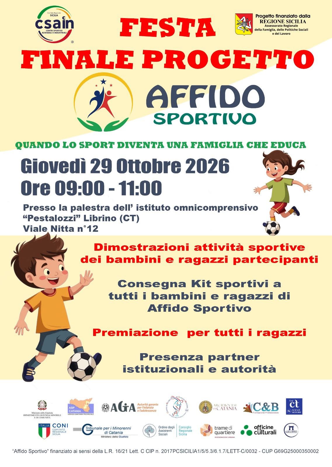 affidosportivo Festa finale per il progetto “Affido Sportivo” a Librino