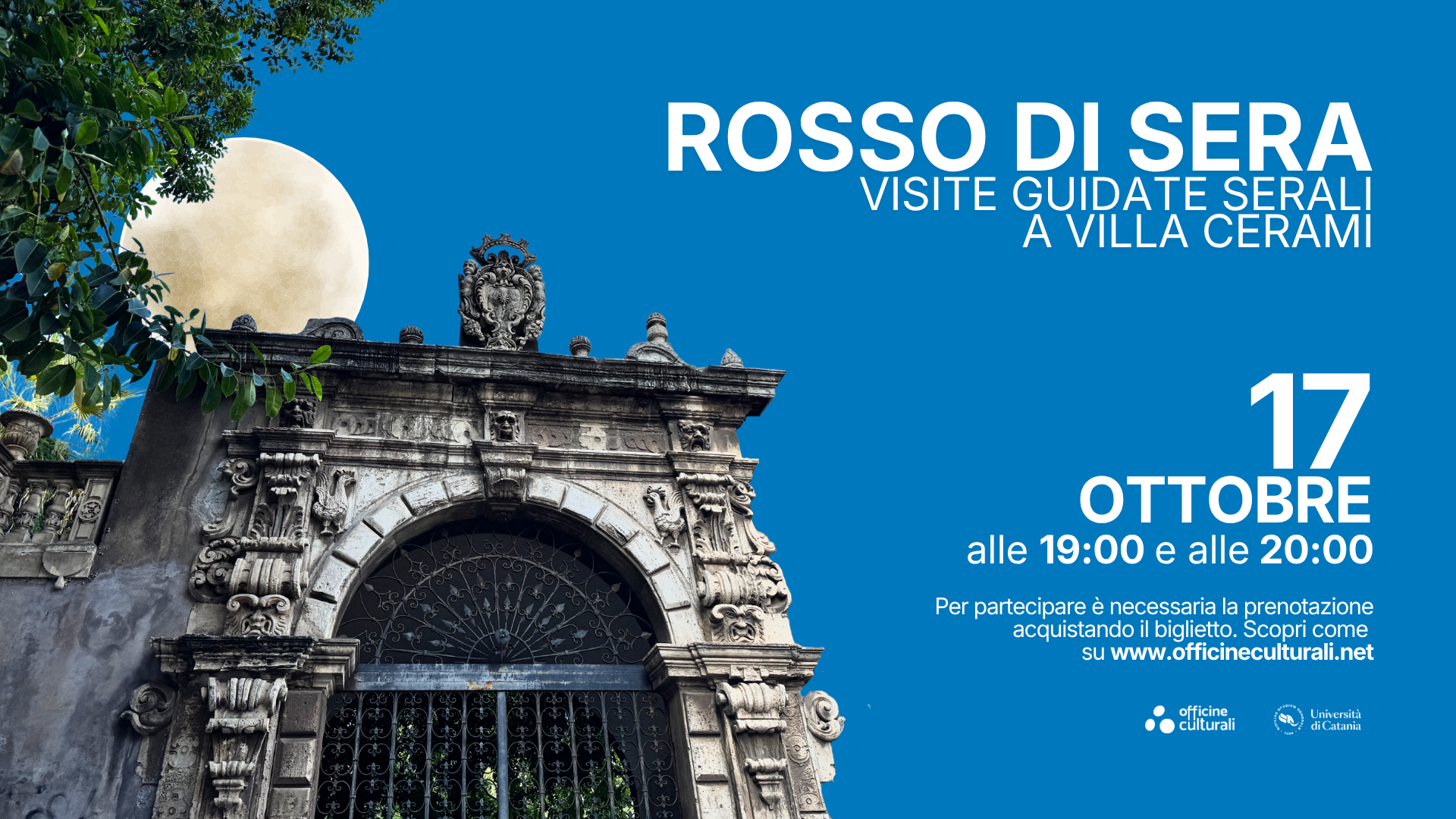 Rosso di Sera Catania Catania, visite serali a Villa Cerami il 17 ottobre